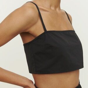 Reformation Black Cropped Square-Neck Tank